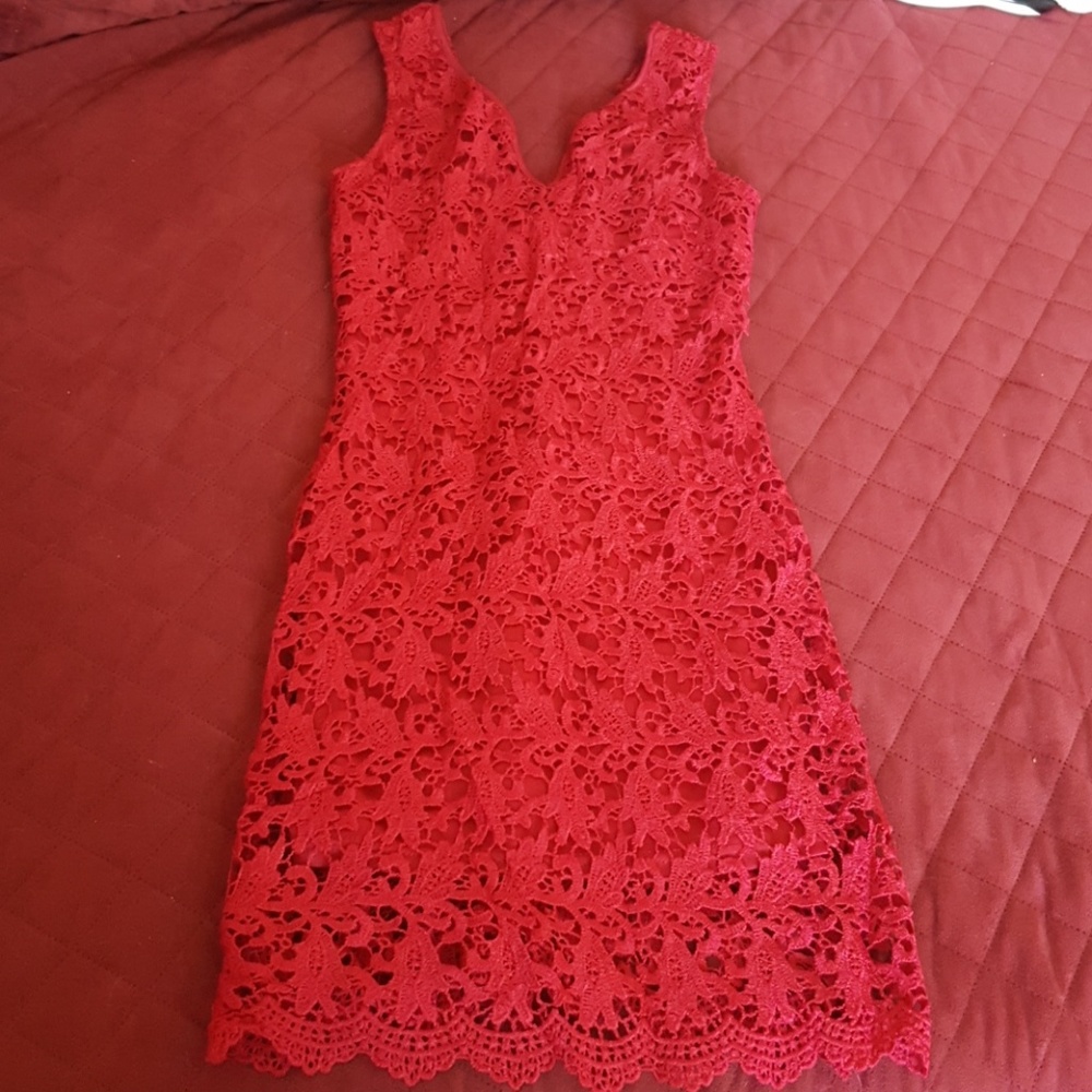 Kate Collection Red Bodycon Lace Dress